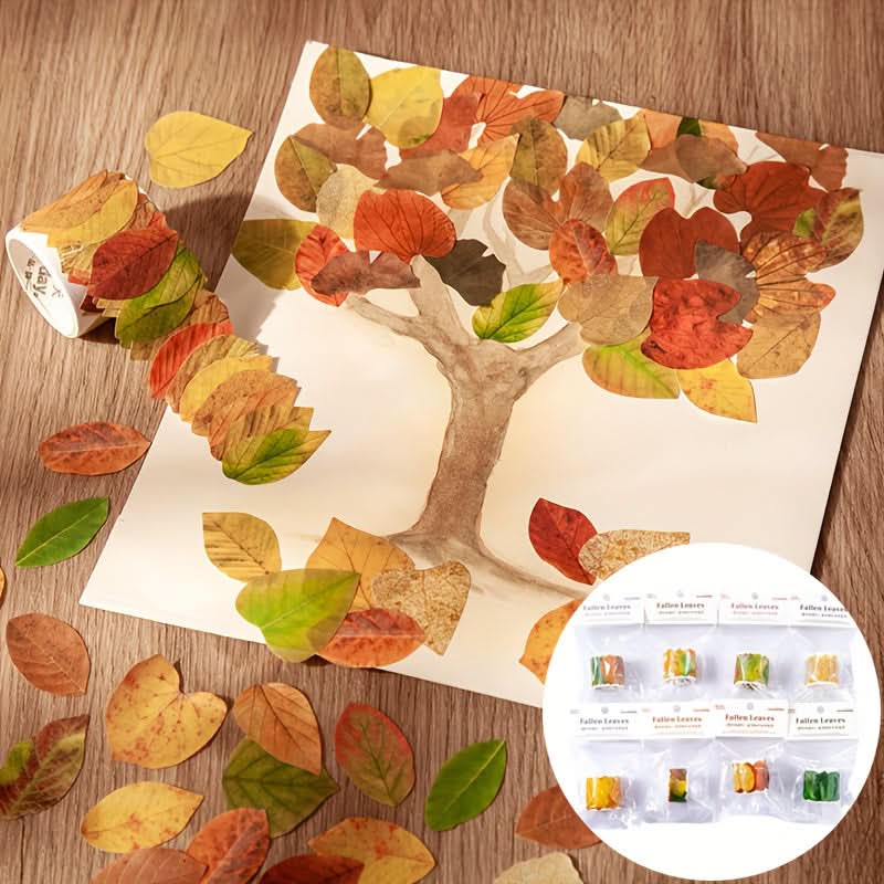 50pcs Vibrant Fallen Leaves Washi Tape Roll