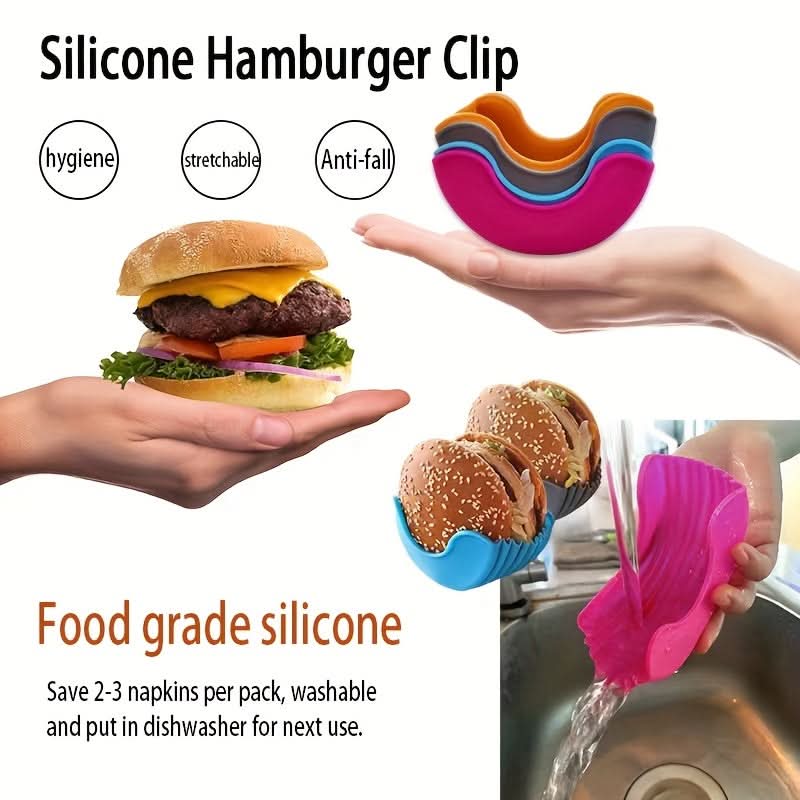 Silicone Hamburger Holder Set - No-Mess, Portable Trays