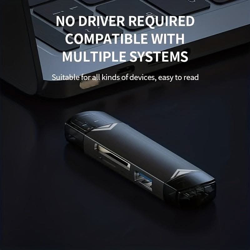 6-in-1 USB 3.0 Card Reader - High-Speed 5Gbps Transfer with Type-C Interface