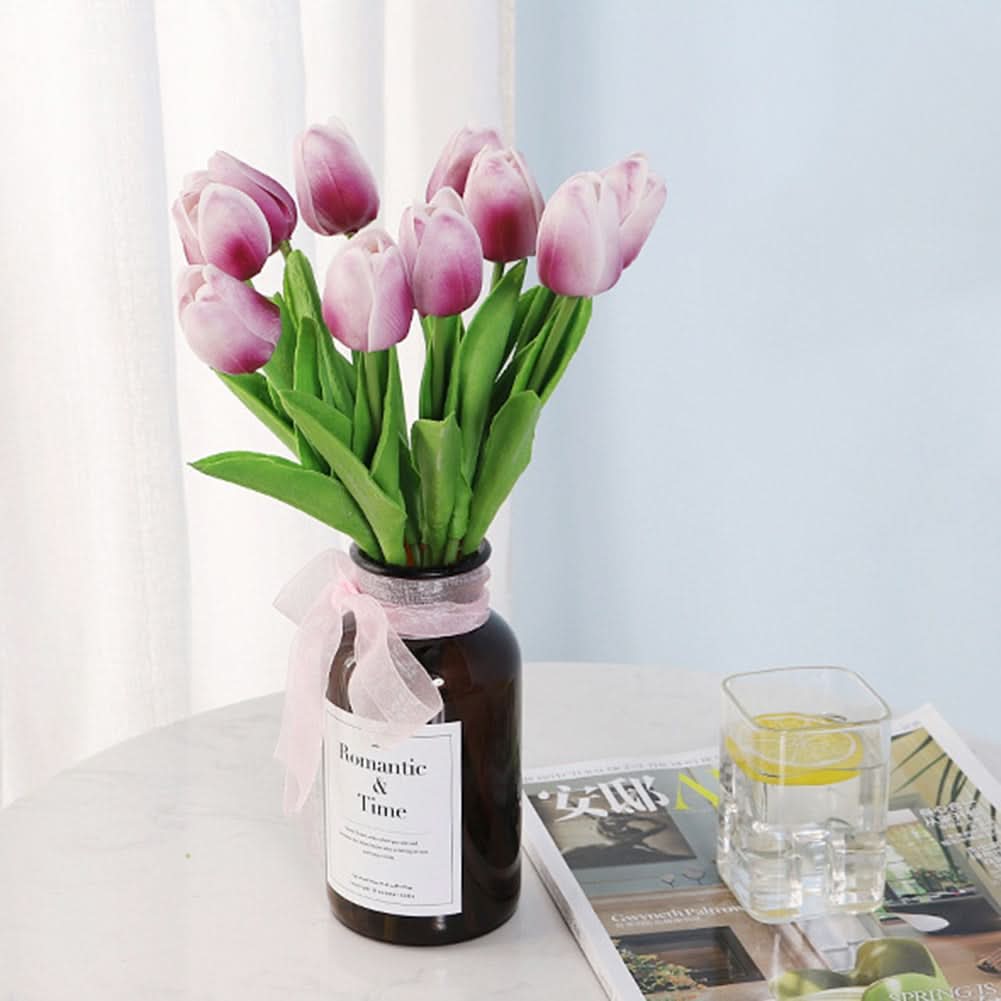 5pcs Realistic Mini Tulip Set – PU Artificial Flowers