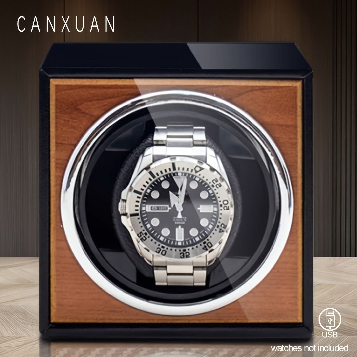 Single Watch Winder Wooden Case USB Powered