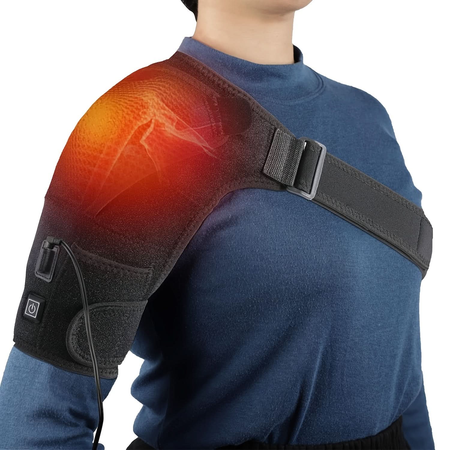 Heated Shoulder Brace with Hot/Cold Therapy - Adjustable Shoulder Wrap