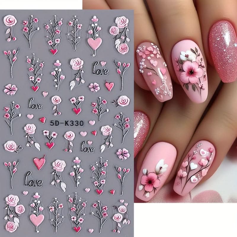 3-Piece 5D Embossed Nail Stickers Set