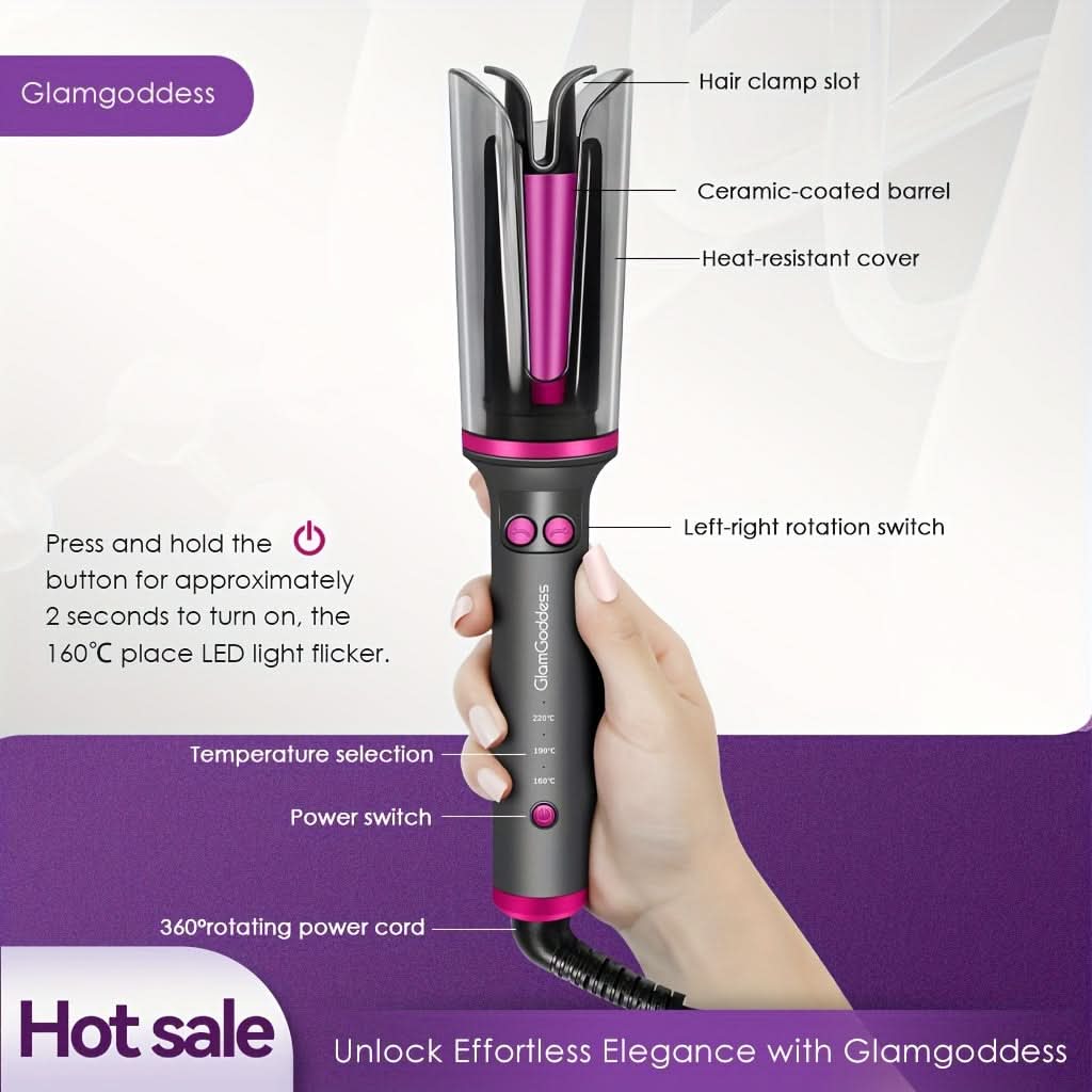 Automatic Curling Iron - Rotating Hair Curler with Anti-Tangle