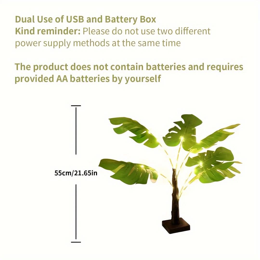 30-LED Green Leaf Table Lamp, USB Powered