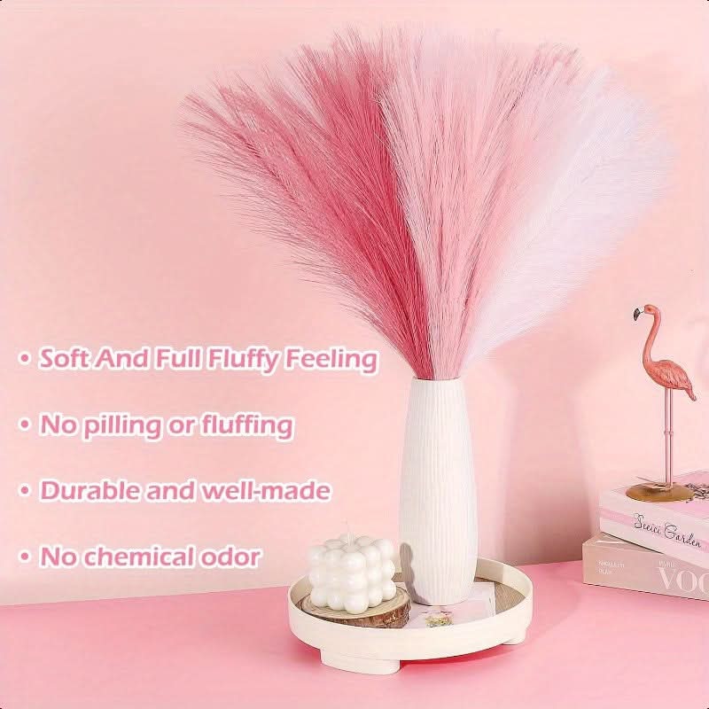 30pcs Pink & White Faux Pampas Grass