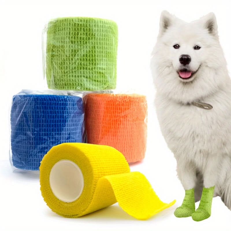 4-Pack Self-Adhesive Dog Paw Protectors – Comfortable Paw Bandages for Walking