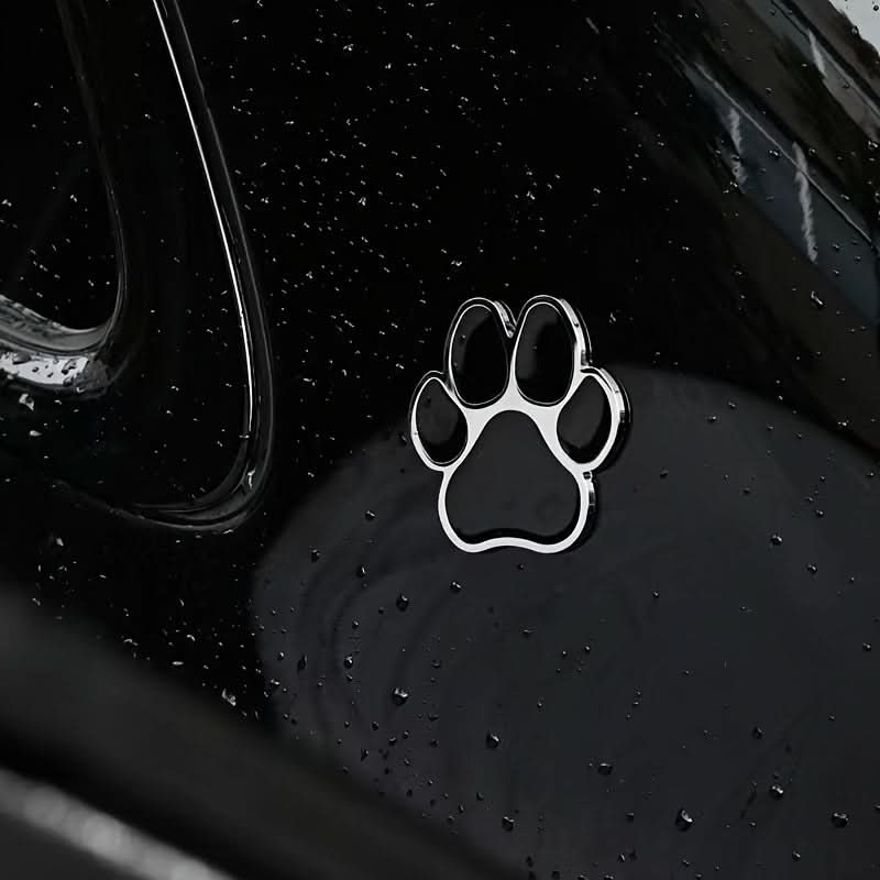 Chrome Dog Paw Car Decal – Metal Footprint Sticker for Cars & Motorcycles