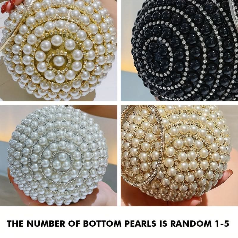 Faux Pearl Rhinestone Ball Clutch Bag