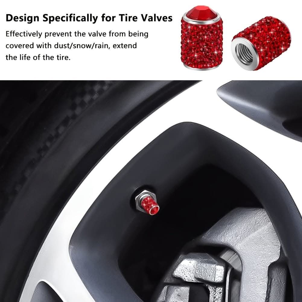 4pcs Bling Tire Valve Caps – Crystal Rhinestone Car Wheel Stem Covers