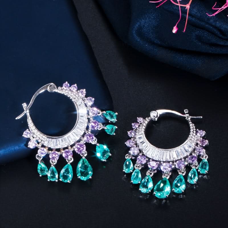Boho Multicolor Tassel Hoop Earrings for Women
