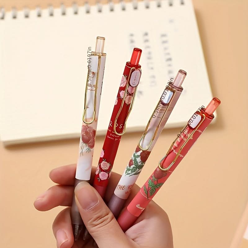 Vintage Rose Retractable Ballpoint Pen Set – Quick Drying
