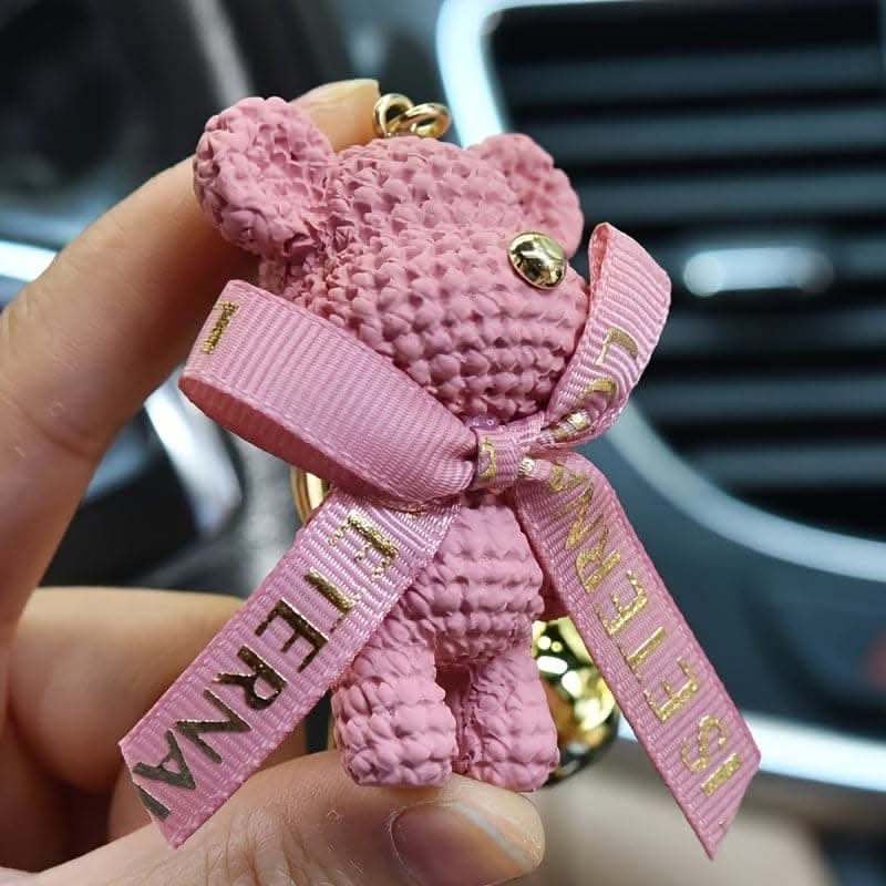 Adorable Bear Keychain with Bow & Bell – Cute Gift for Girls