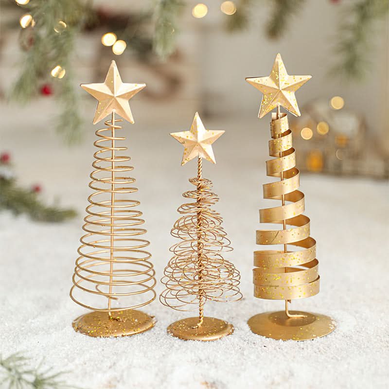 Pack of 3 Mini Iron Christmas Tree Tabletop Decor