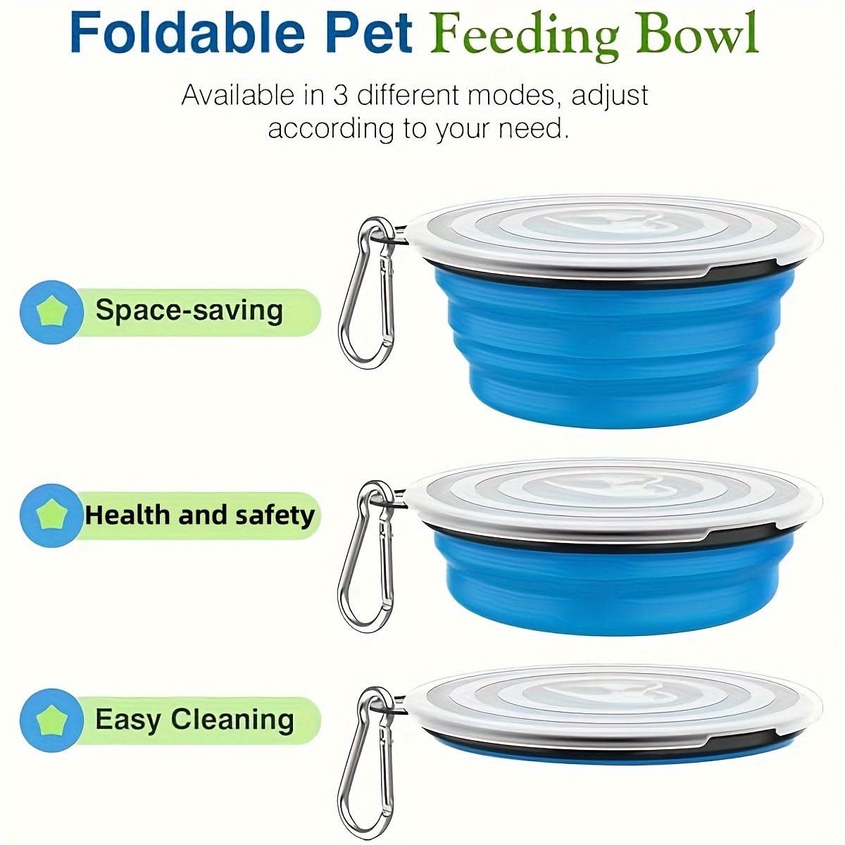 3-Pack Foldable Dog Travel Bowls