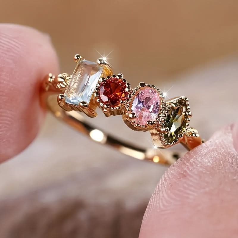 Radiant Ladies Multicolor Gemstone Ring