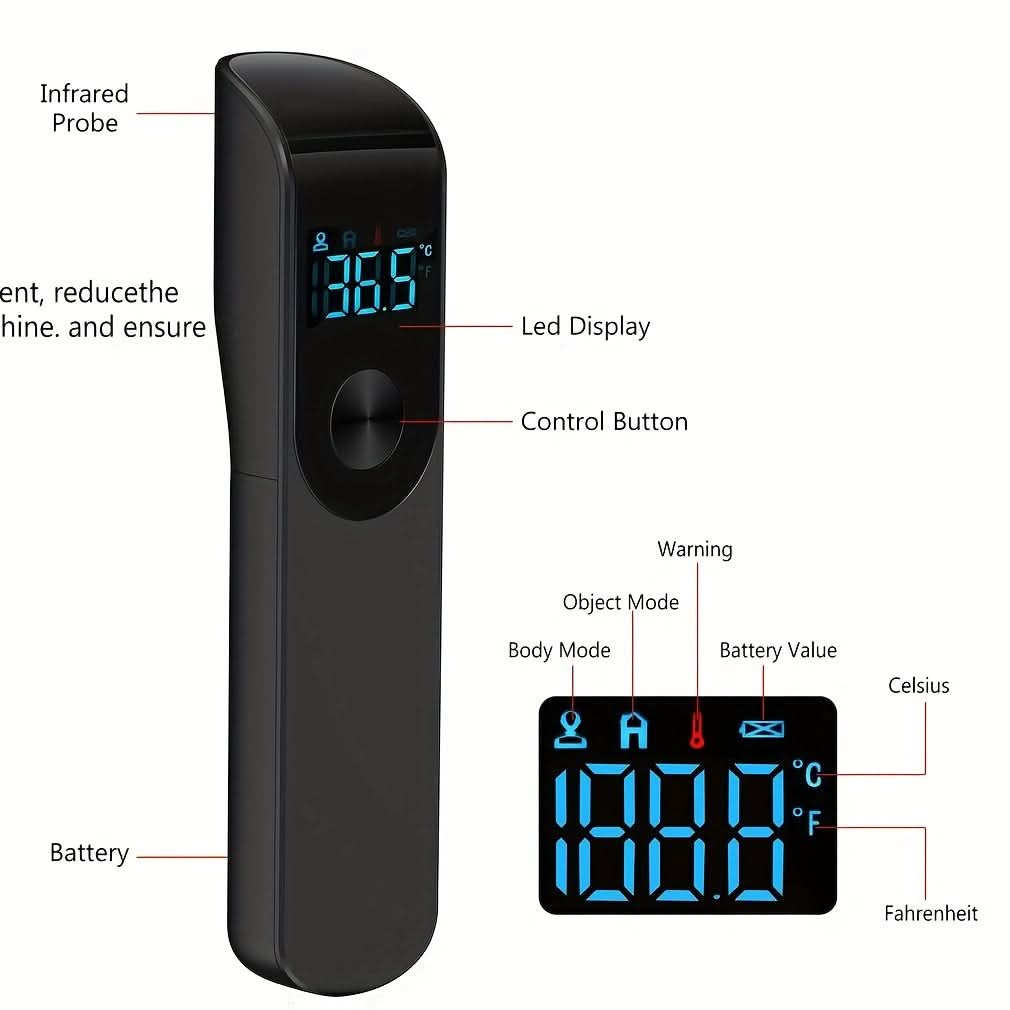 Non-Contact Infrared Thermometer with LED Display