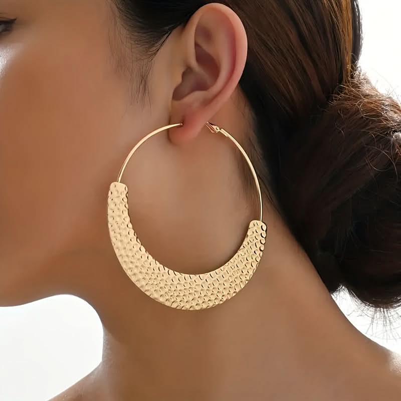 Textured Gold-Plated Hoop Earrings