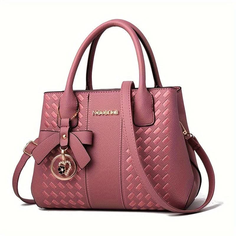 Embroidery Handbag in solid color with Elegant Top Handle