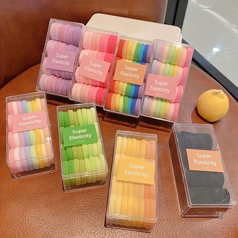 32pc Multicolor Rainbow Hair Ties for Kids