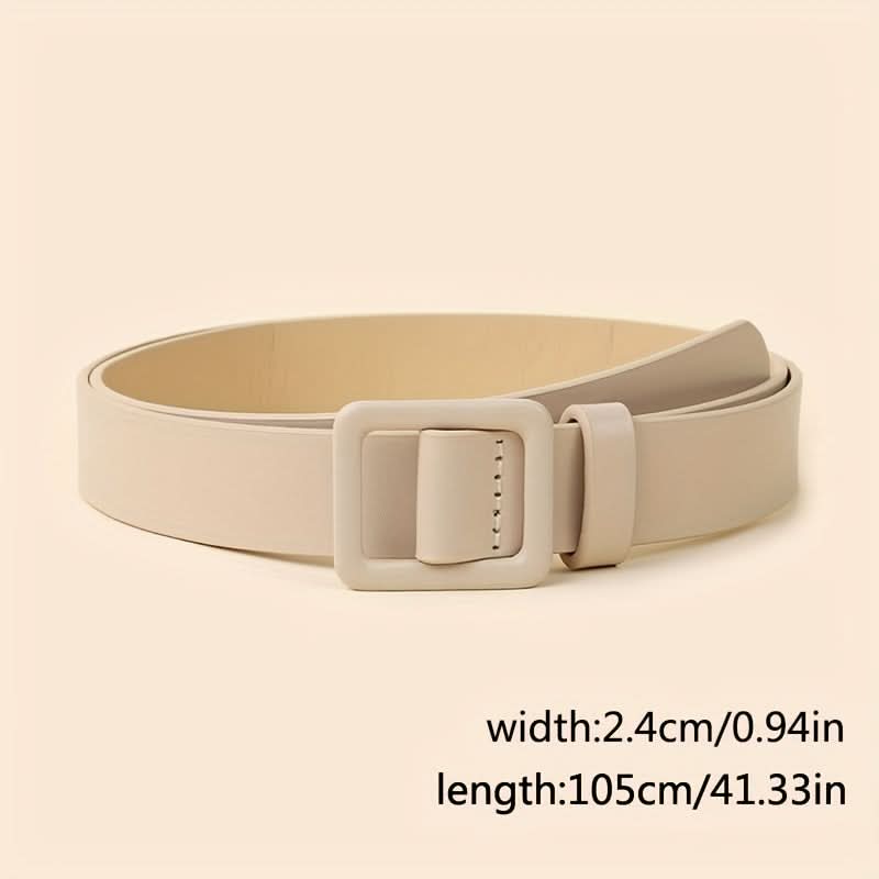 Vintage PU Leather Belt - Square Buckle Design