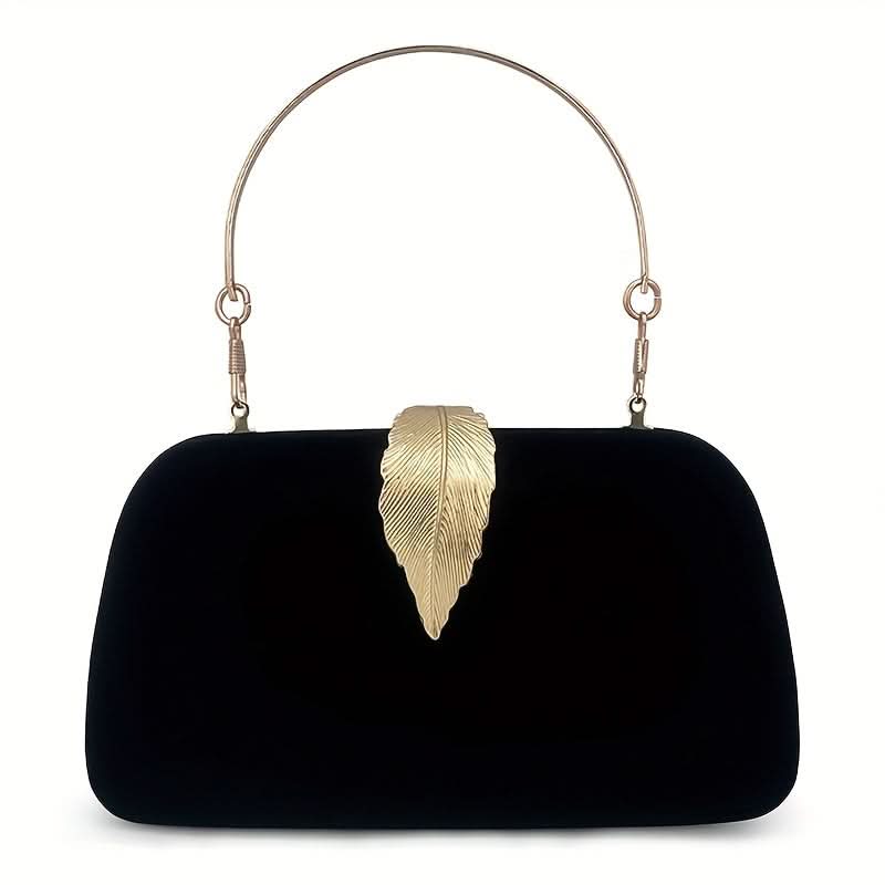 White Leaf Decor Faux Leather Clutch Bag