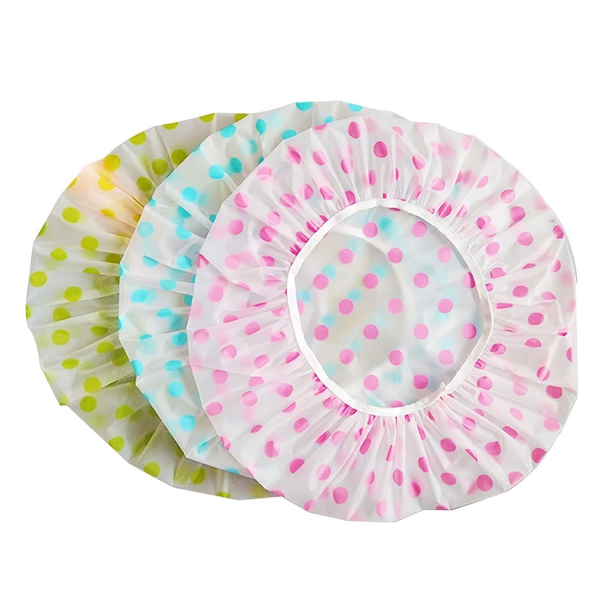 3 Pcs Reusable Waterproof Shower Caps with Floral Print