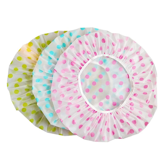 3 Pcs Reusable Waterproof Shower Caps with Floral Print