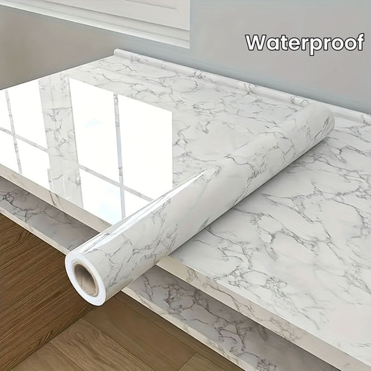 Peel and Stick Dark White Marble Wallpaper Roll