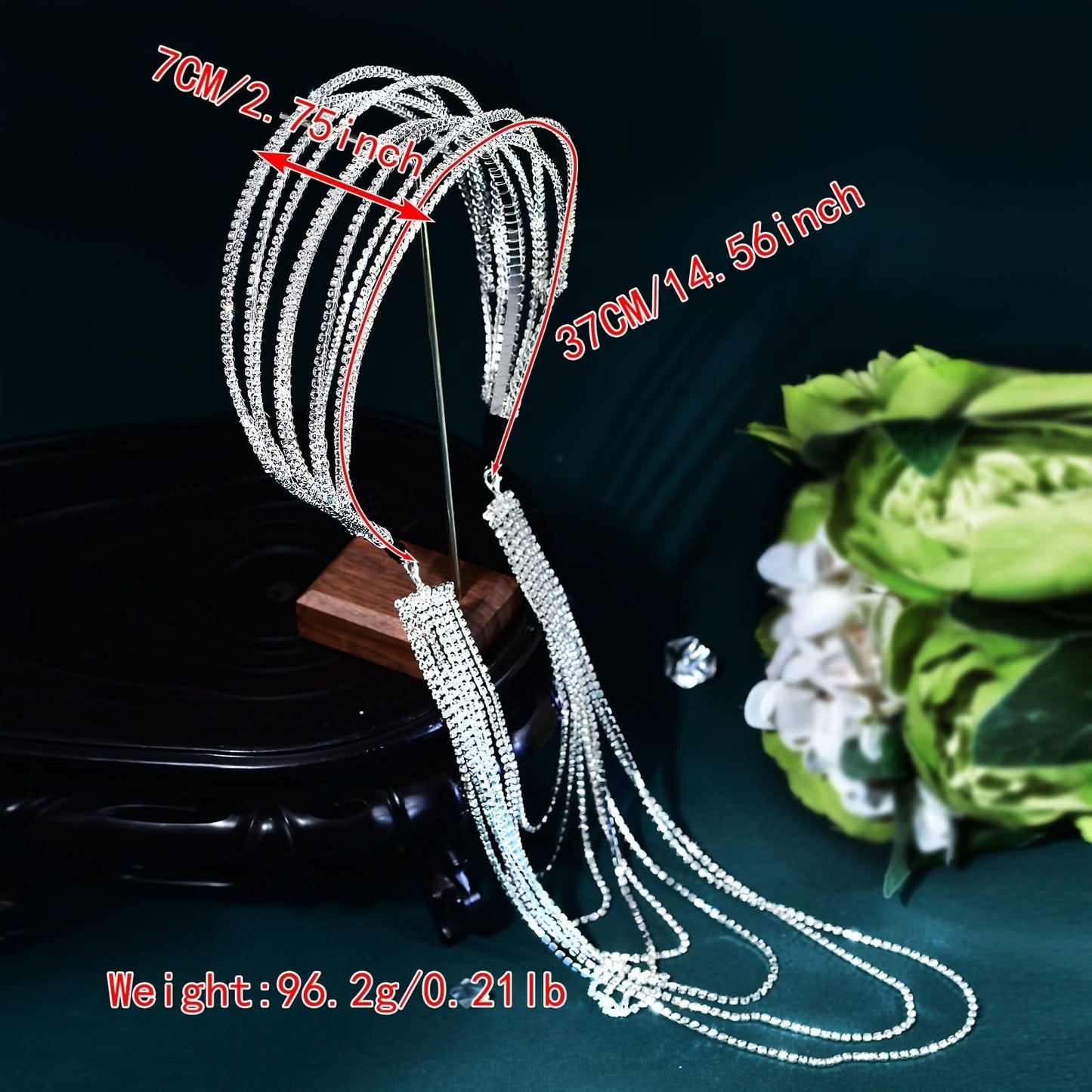 Rhinestone Tassel Hairband for Women, Minimalist