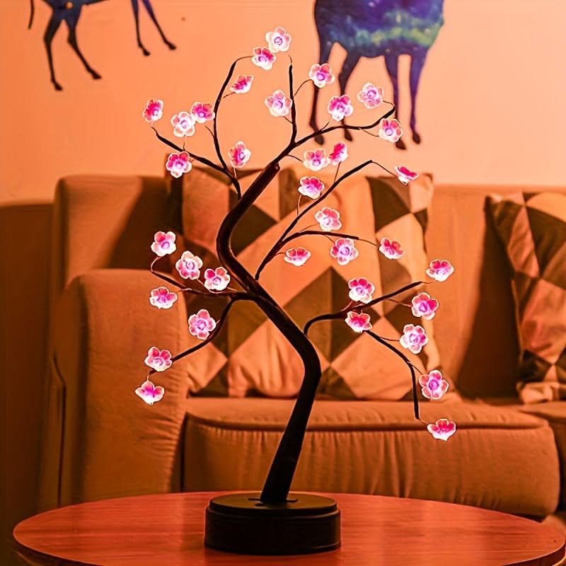 Cherry Blossom LED Bonsai Tree Lamp - USB & Battery Powered
