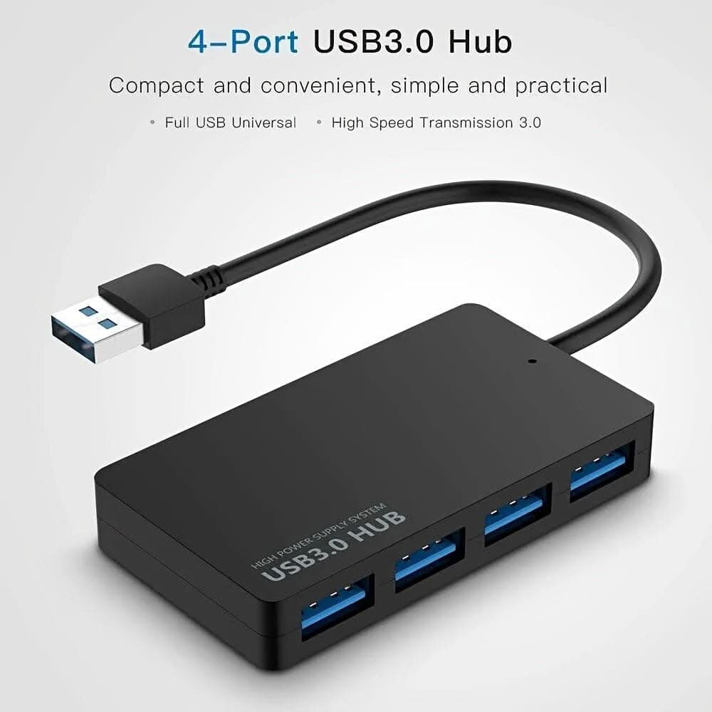 4-Port USB 3.0 Splitter Hub - High-Speed Charging Adapter