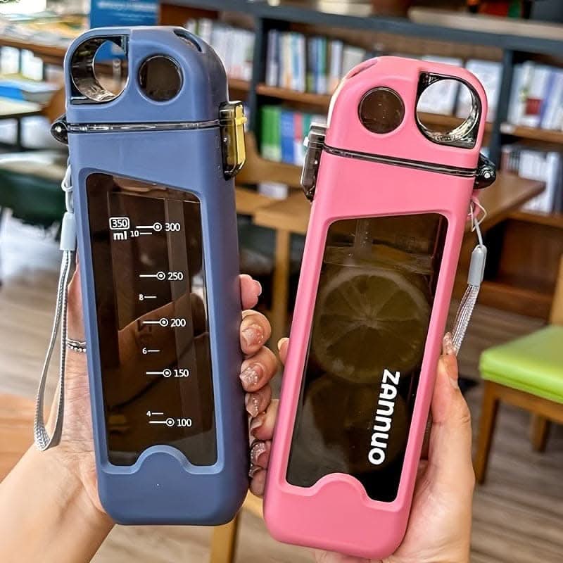12oz Leakproof Square Water Bottle with Straw