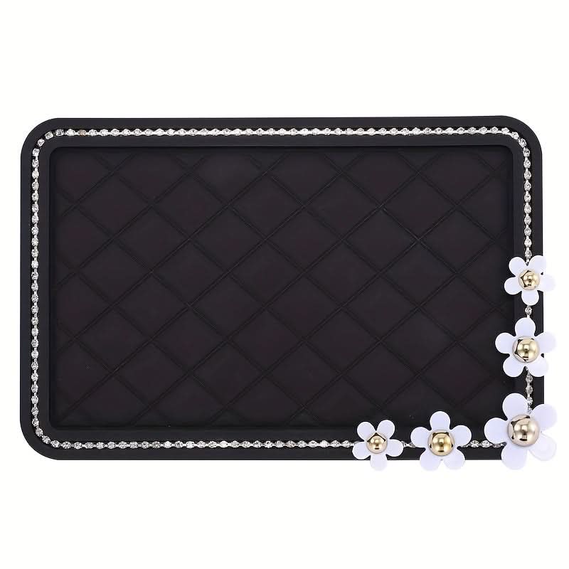 Heat-Resistant Car Dashboard Mat with Phone & Fashion Glasses Holder - Stylish Anti-Slip PVC Interior Accessory