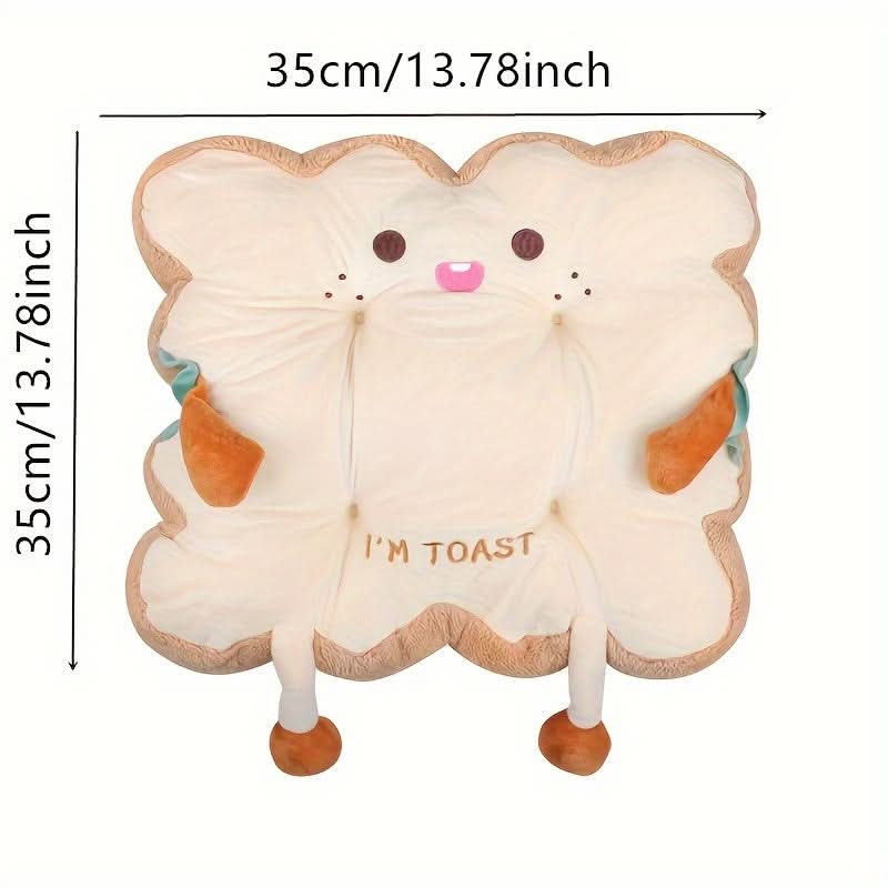 Cartoon Toast-Shaped Seat & Back Cushion – Comfortable Polyester Pillow