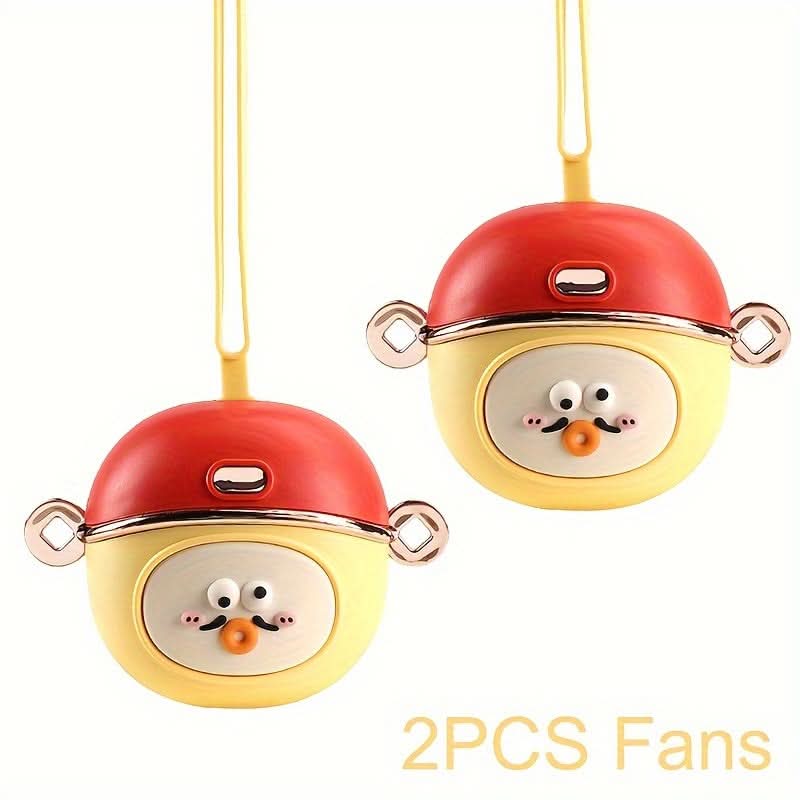 1/2/3PCS Yellow Mini USB Desk & Neck Fan – Hands-Free Waist-Hanging