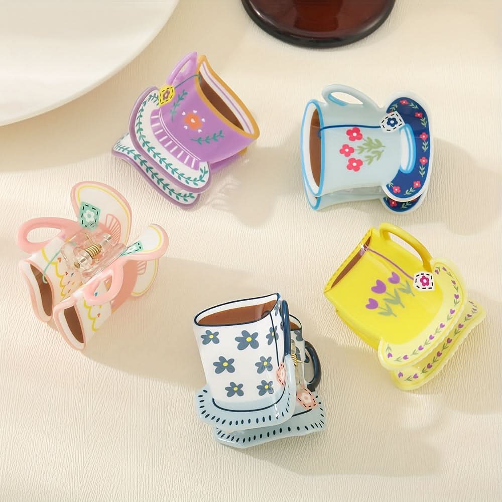 5pcs Cute Cup Shark Hair Claw Clips