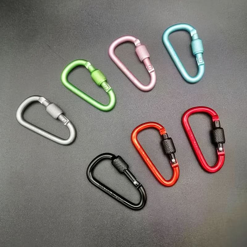 5-Pack Aluminum Carabiner Keychains with Lock