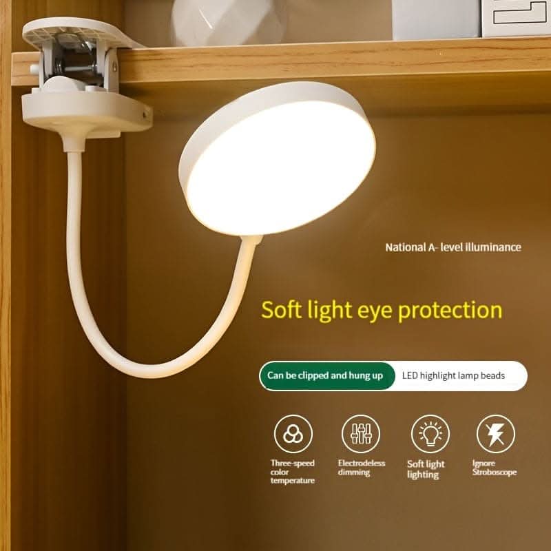 Dimmable USB Rechargeable Clip-On LED Desk Lamp