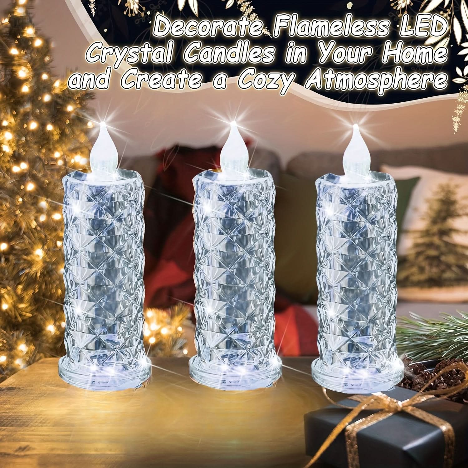 3-Pack Crystal LED Flameless Candle Lamps