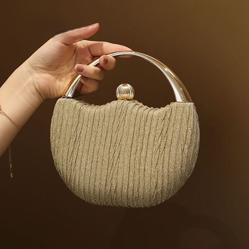 Vintage Black Glitter Clutch – Gold Handle