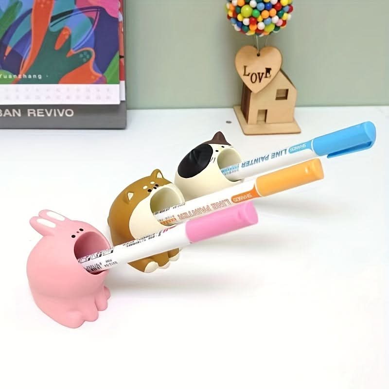 Cute Animal Pen & Brush Holder Set