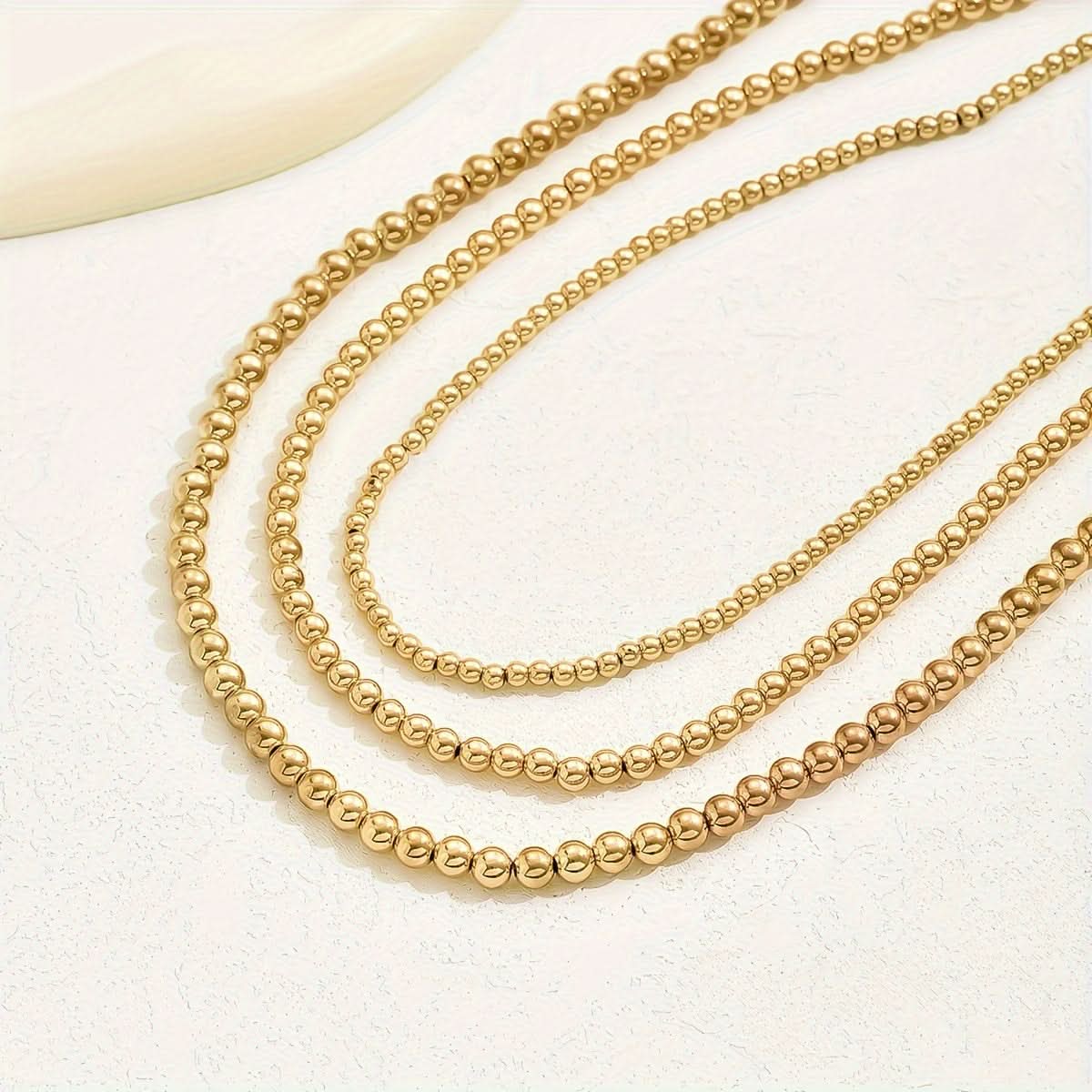 3pcs. Bohemian Glamour Golden CCB Beaded Necklace Set for Women