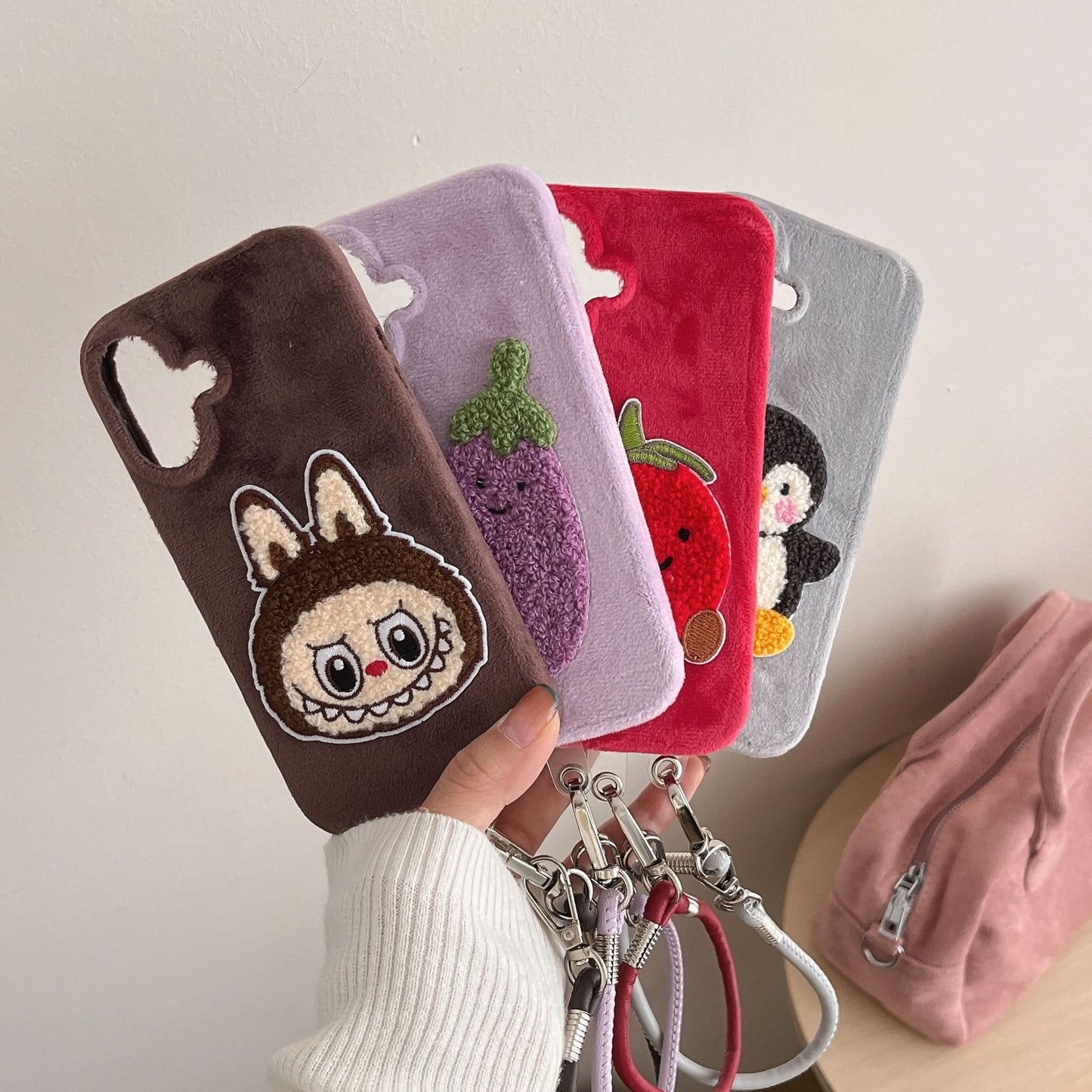 Quirky Velvet Plush Embroidered iPhone Case
