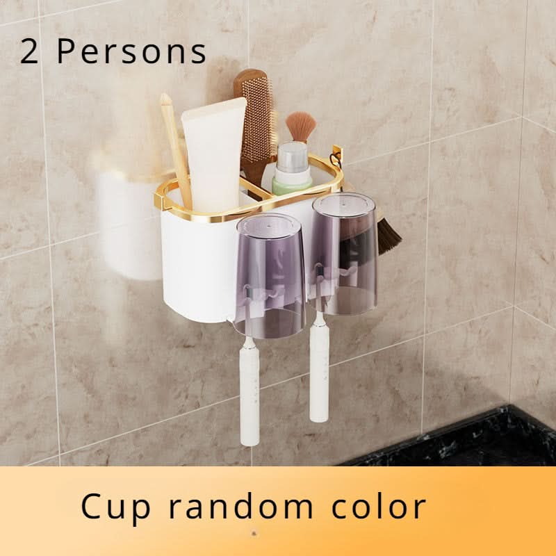 Porcelain Wall-Mounted Toothbrush and Cup Holder Set
