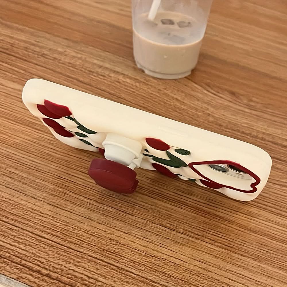 3D Cherry Silicone Phone Case with Holder