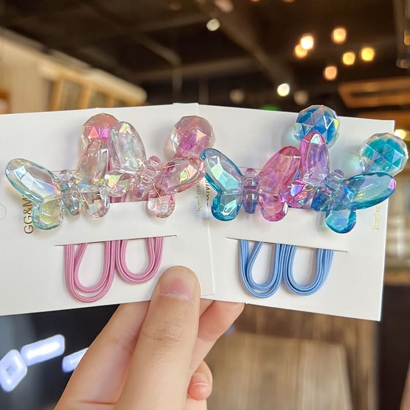 5PCS Butterfly Beaded Hair Ties for Girls