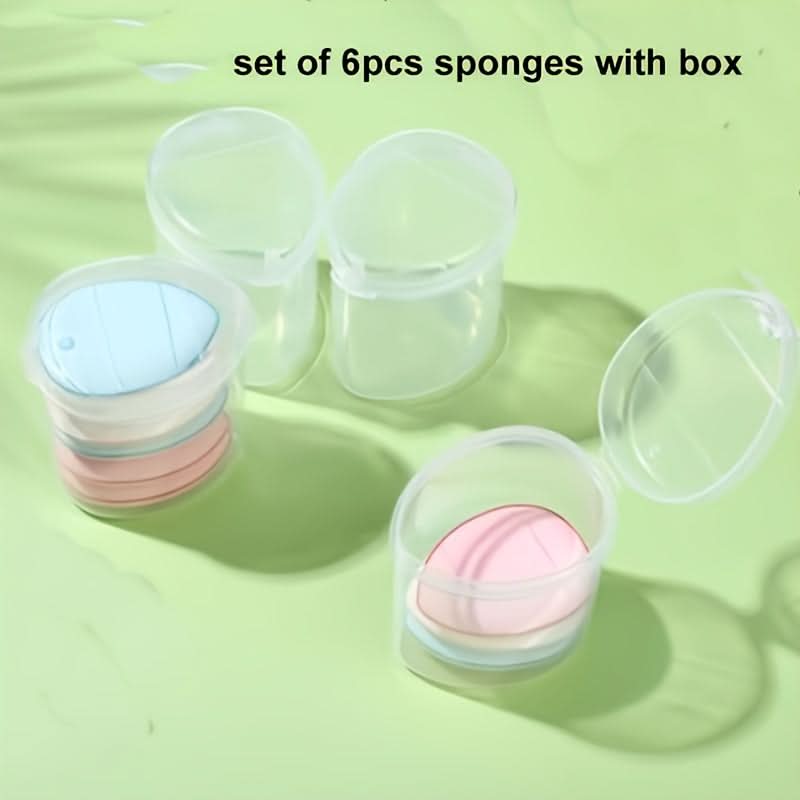 6pcs Mini Makeup Sponge Puff Set with Container