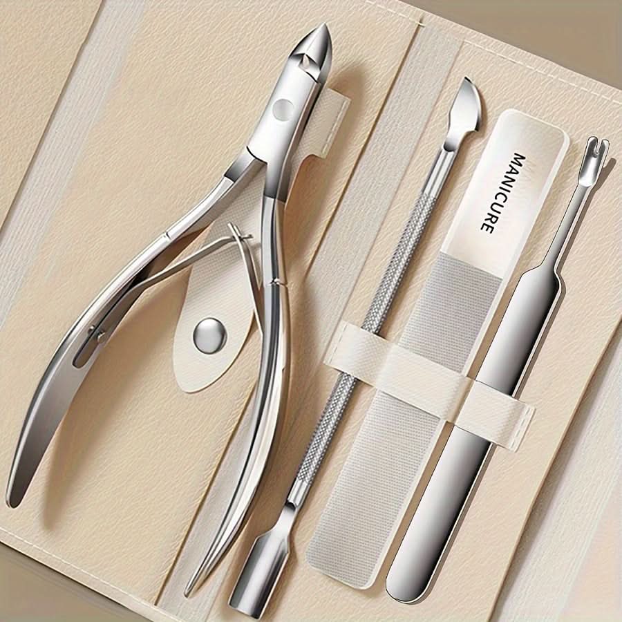 4-Piece Stainless Steel Manicure Set - Nail Care Tools