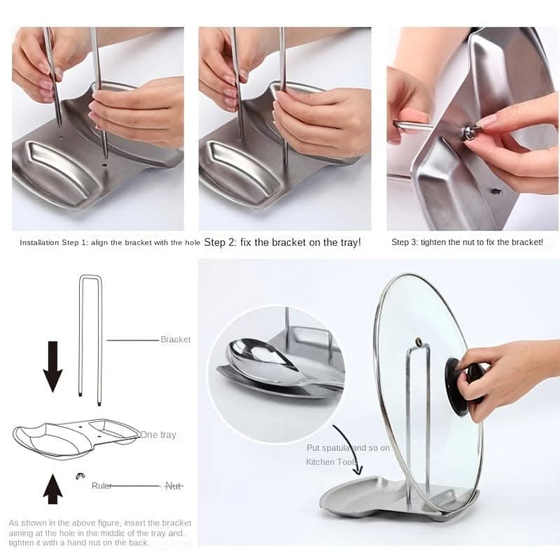 Large Capacity Pot Lid Rack with Drain Tray - Space-Saving Organizer